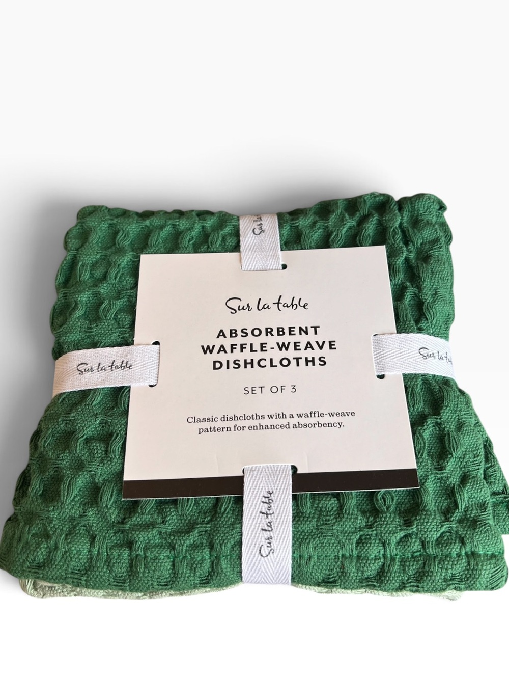 Sur La Table NWT Washed Waffle-Weave
Dishcloths, Set/3 in shades of green